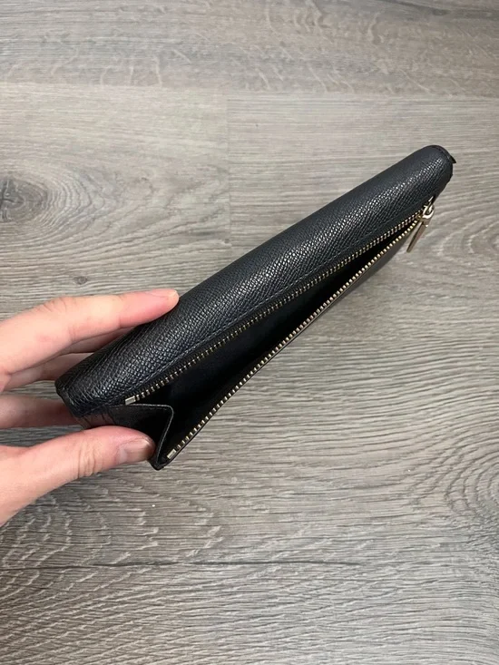 Coach Black Pebbled Leather Foldover Wallet with Logo - Picture 3 of 6